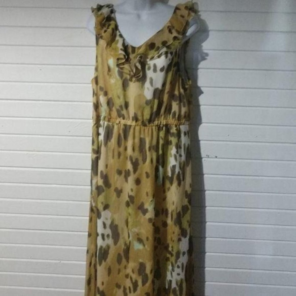 Isaac Mizrahi Large floral yellow ruffle dress